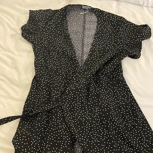 Polka Dot Ruffle Wrap Dress
